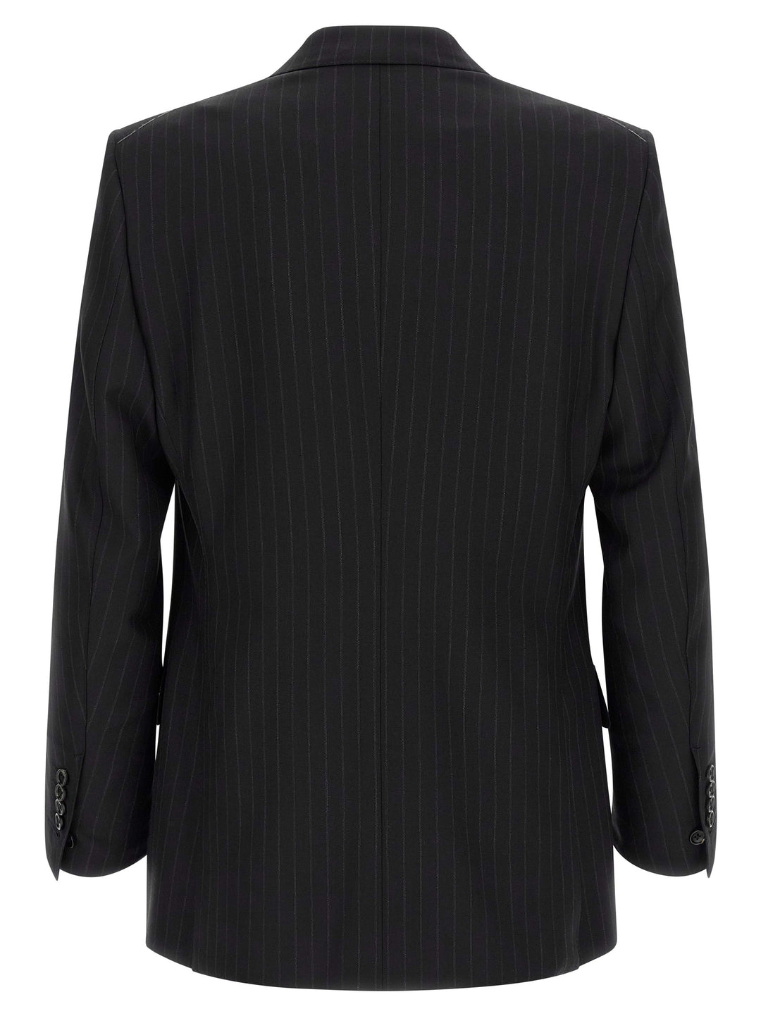 Tom Ford Pinstriped Double-Breasted Dress Suits - Black | f50a65fcf828e33e5b0c7736b9a56114143223b1