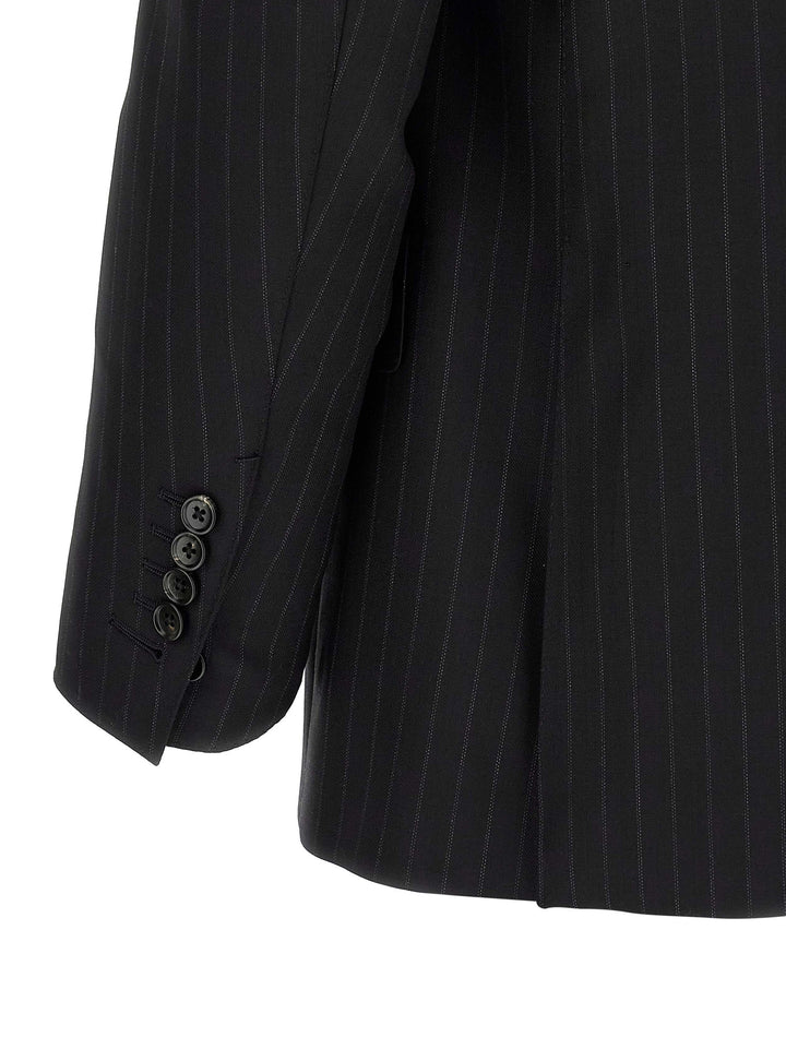 Tom Ford Pinstriped Double-Breasted Dress Suits - Black | 5d2e33b412fafbd841237b7c2702674154dd96bb