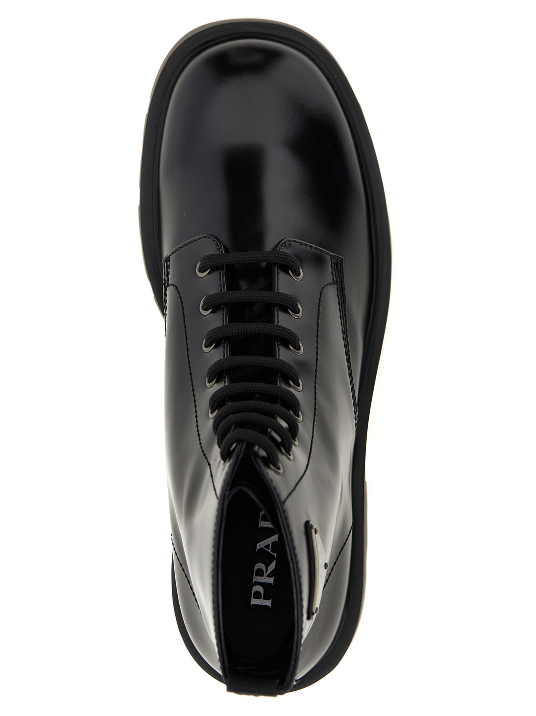 Prada Logo Brushed Leather Ankle Boots Boots and Ankle Boots - Black | 687a7356346753d18b8635f4df3c91a489b3efcf
