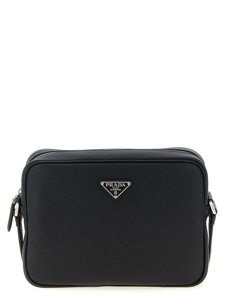 Prada Leather Shoulder Strap Crossbody Bags Black