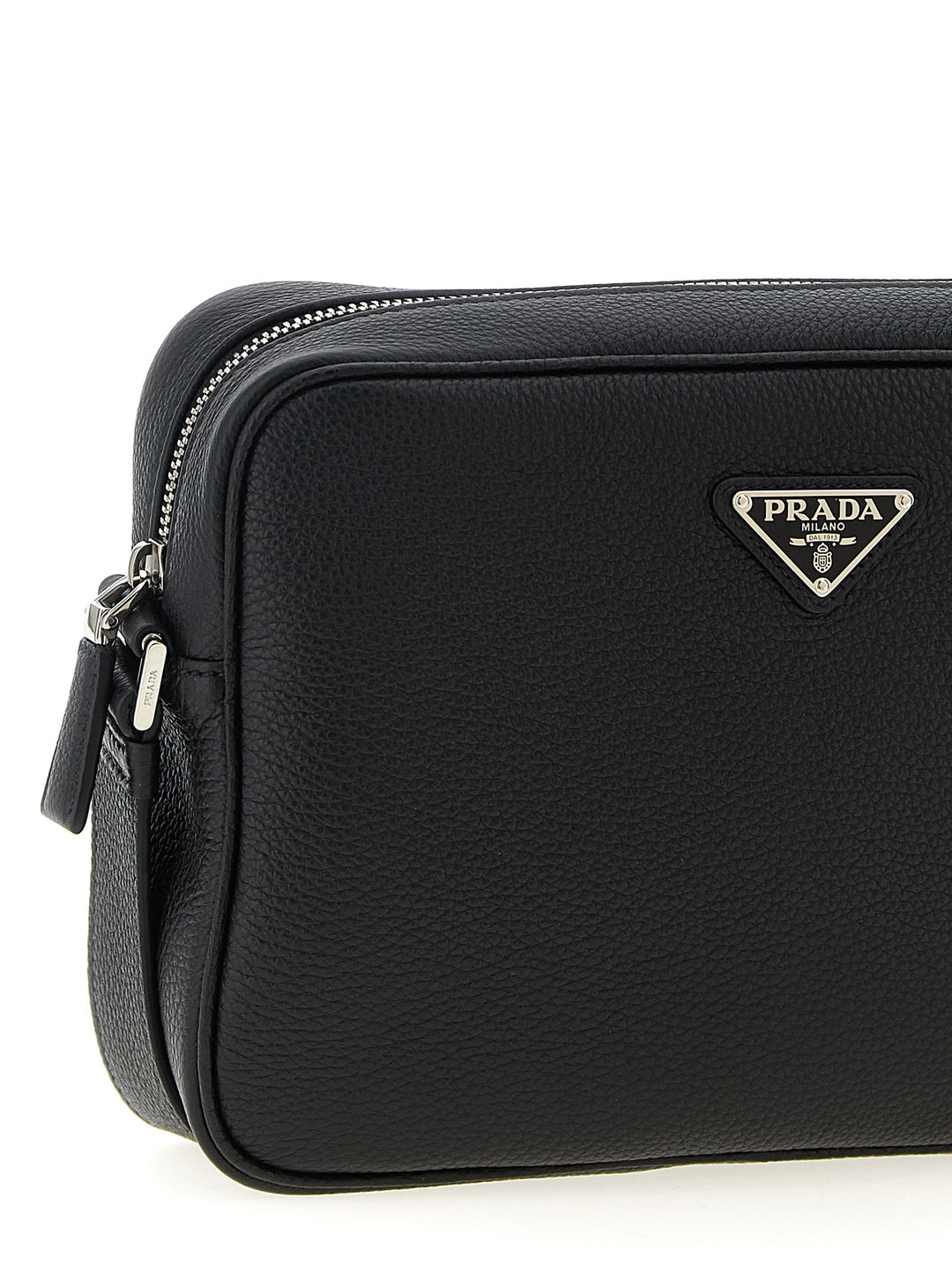 Prada Leather Shoulder Strap Crossbody Bags Black