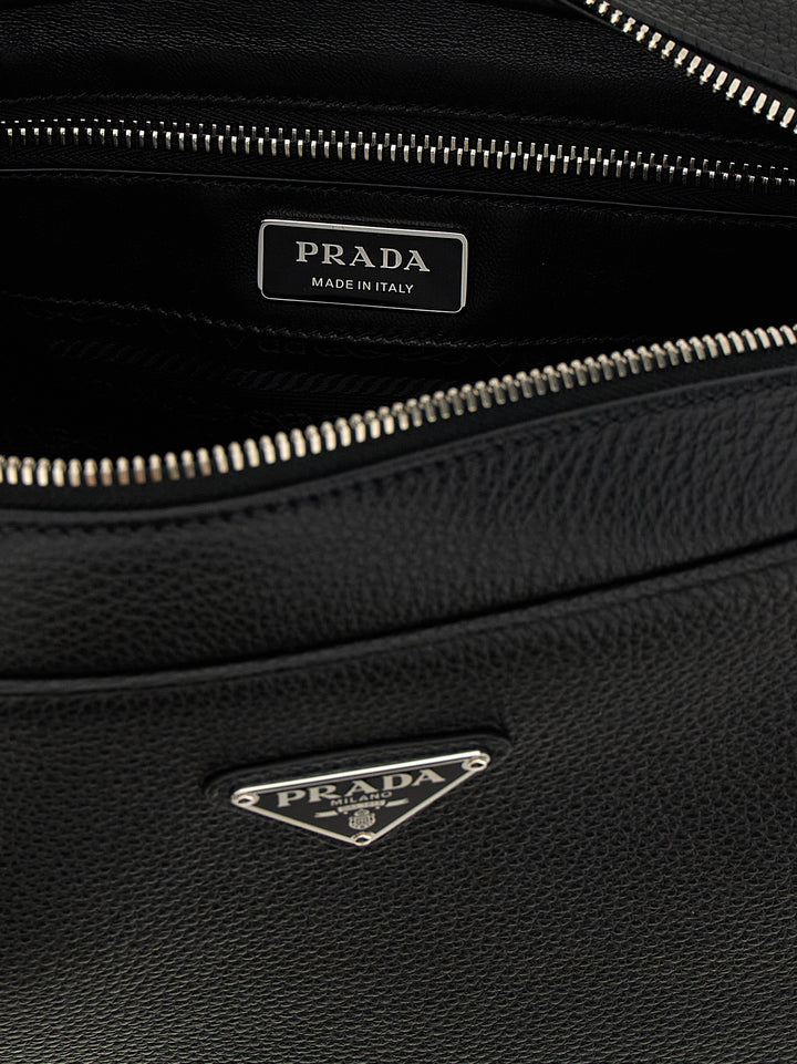 Prada Leather Shoulder Strap Crossbody Bags Black