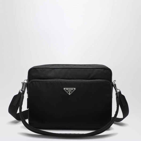 Re-Nylon And Saffiano Leather Crossbody Bag In Black