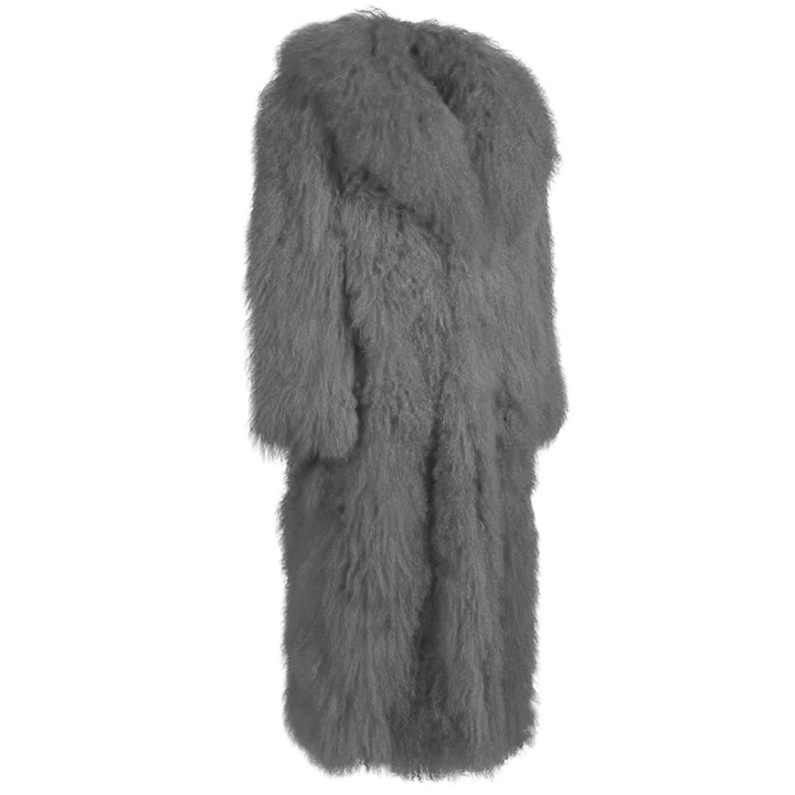 Rouselin Gray Coat in Lambskin Fur