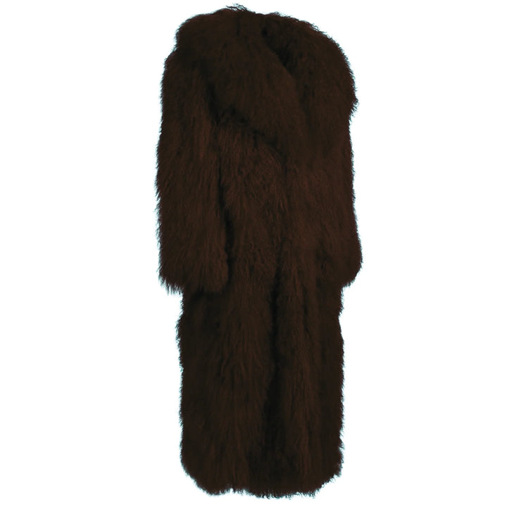 Rouselin Brown Coat in Lambskin Fur