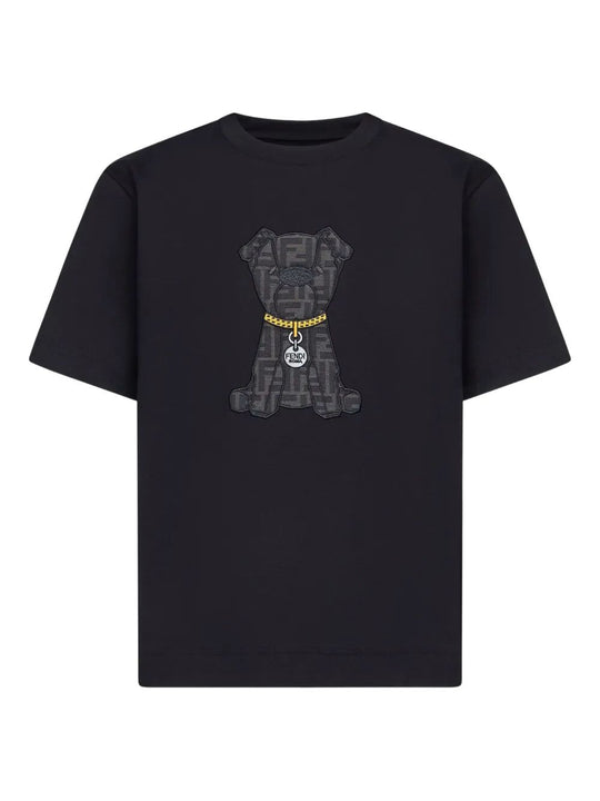 Dog Ito Ff Jacquard Patch Cotton T-Shirt