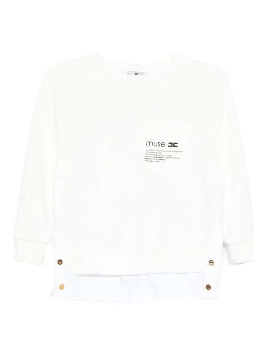 Fleece Top With Details In Poplin Fabric