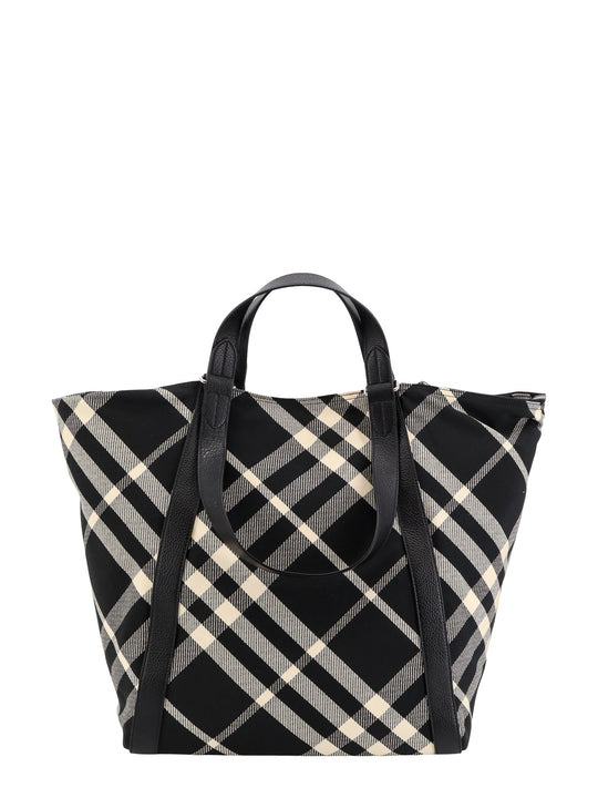 Cotton Blend Shoulder Bag With Burberry Check Motif