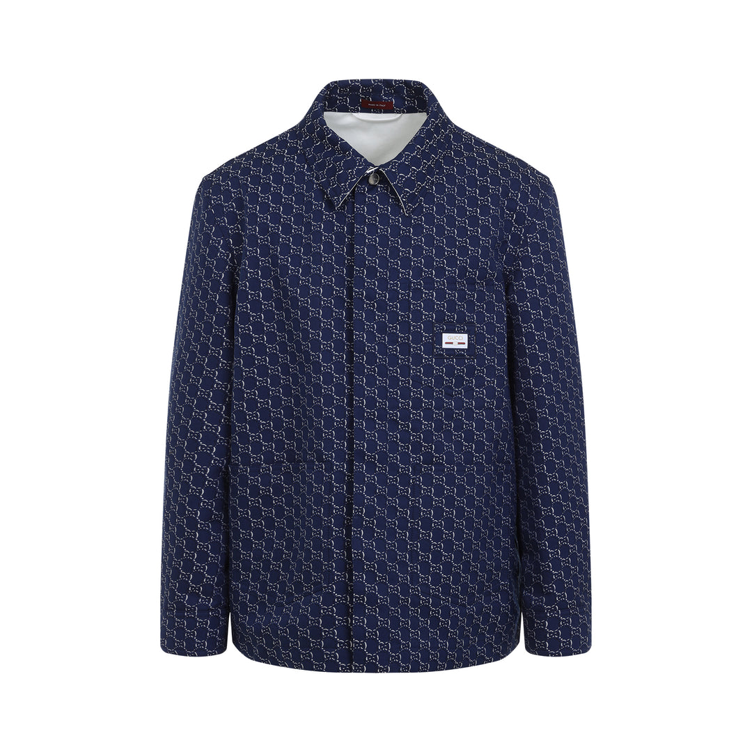 gucci dress shirts men's shirt embroidered with logo 398 bordeaux tartan pattern logo embroidery button fastening long sleeves buttoned cuffs Gucci Shirts Blue | Wanan
