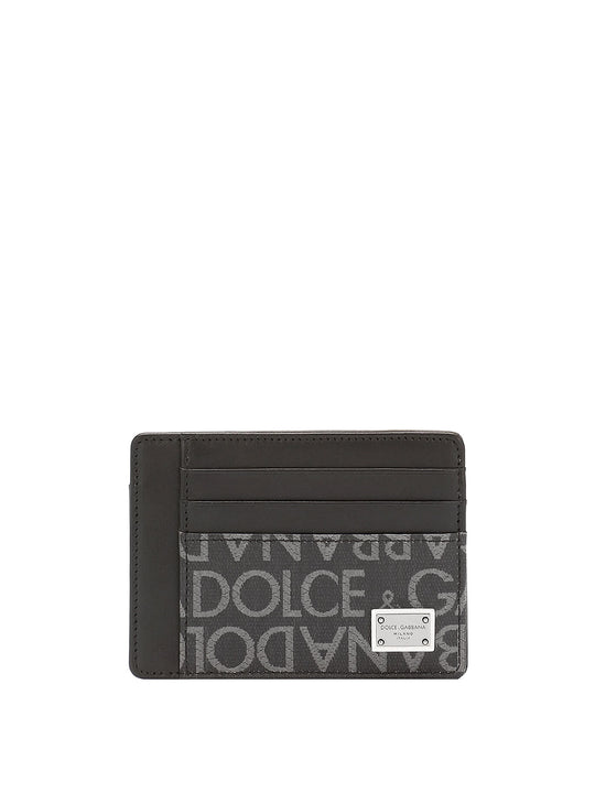 Leather Card Holder With Logo Detail