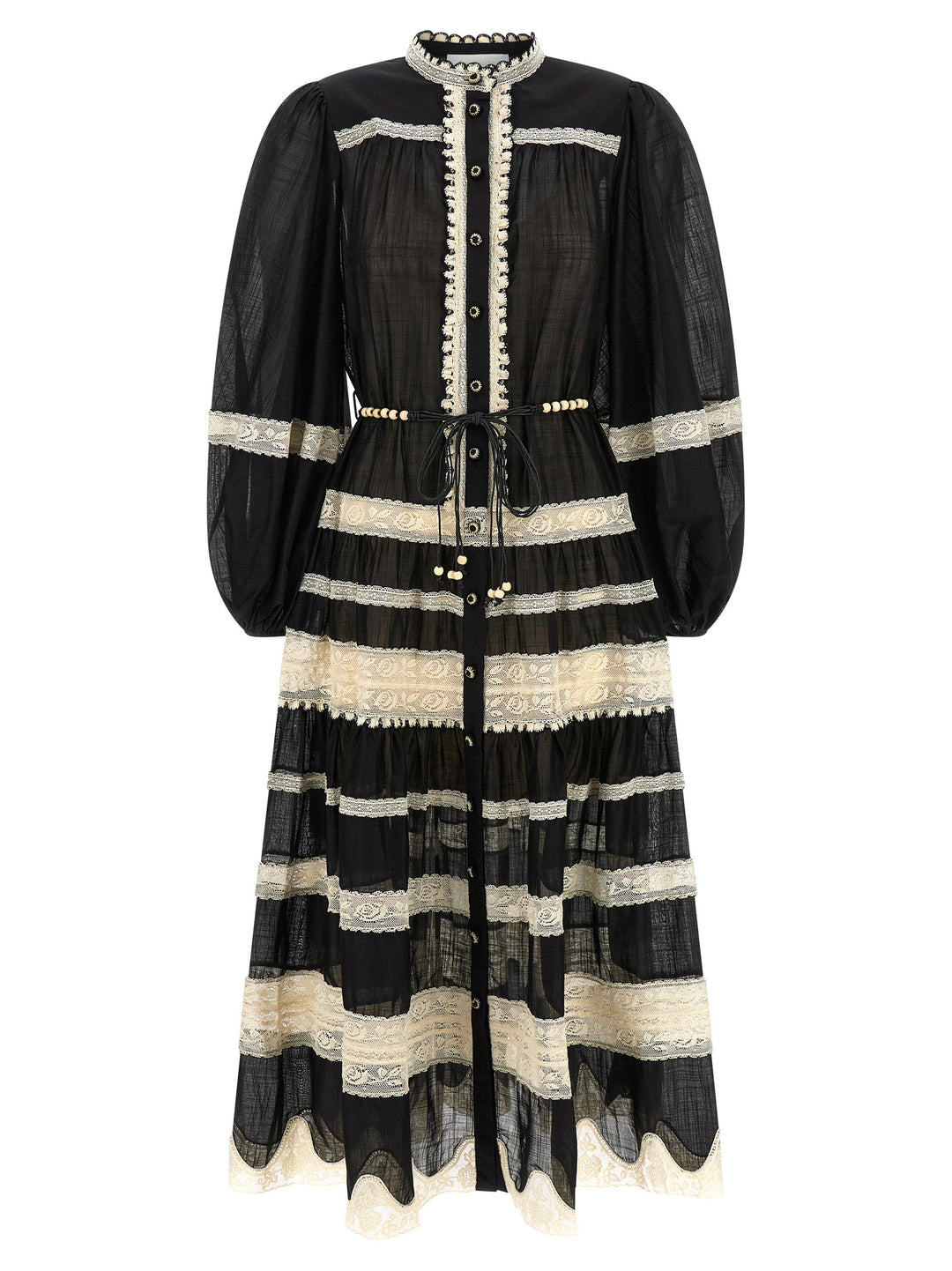 Zimmermann Rhiannon Lace Billow Dresses - White/Black | 96d47b1d9f5ada8c94d060deb04984fa21b3eaf5