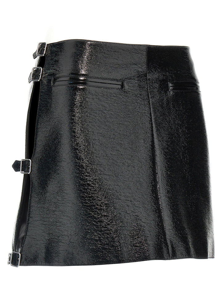 Mini Multi Sangle Vinyl Skirts Black