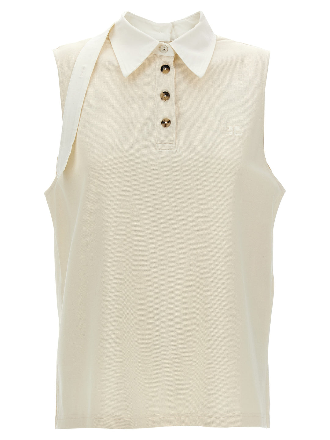 Sangle Sleeveless Polo White