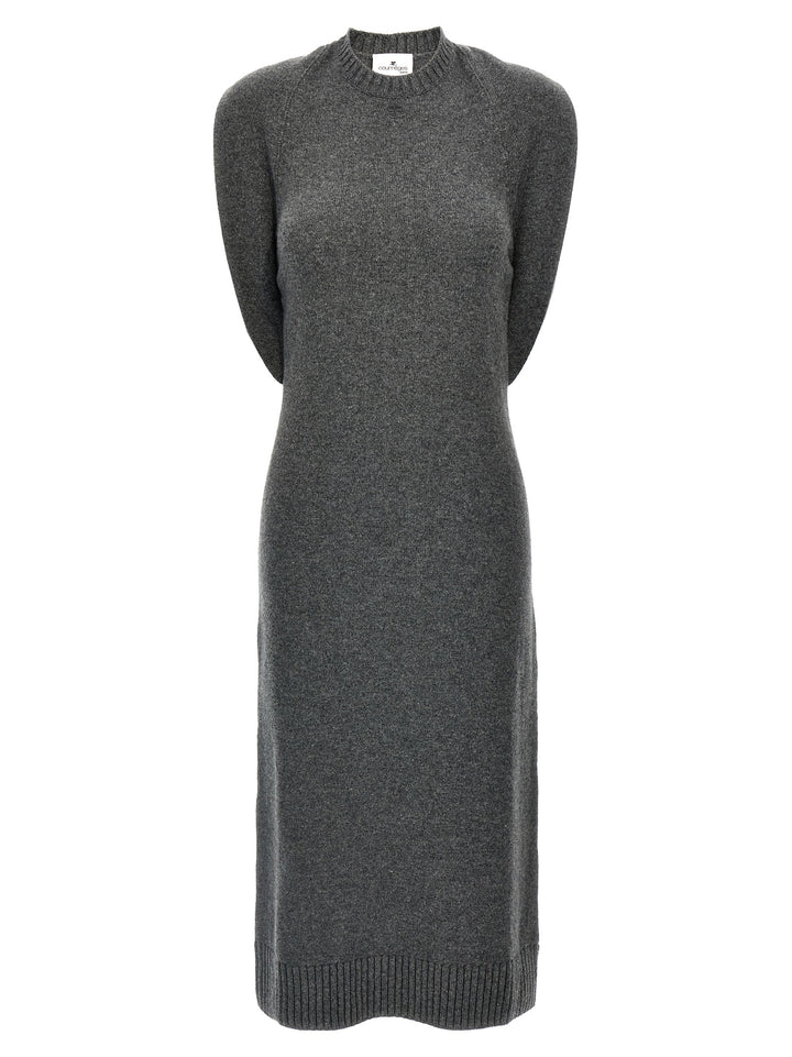 Over The Shoulder Drapè Dresses Gray