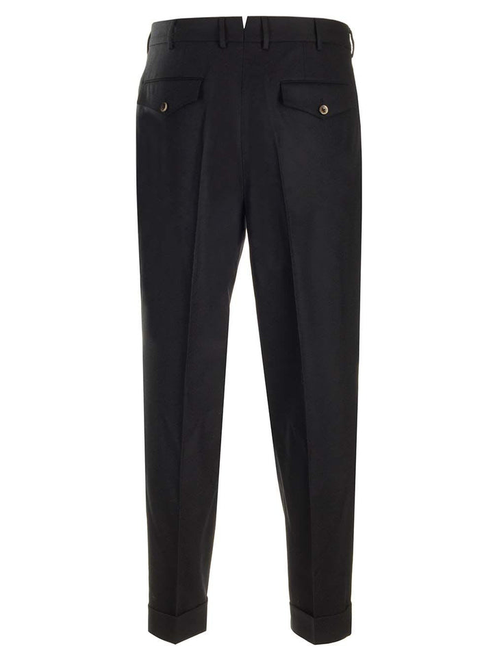 Wool And Cashmere Flannel Trousers Black