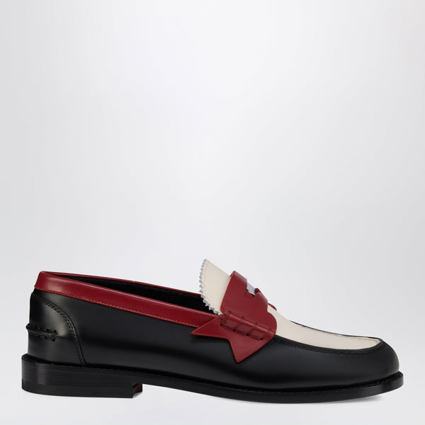 New Penny Black/White/Red Leather Loafers