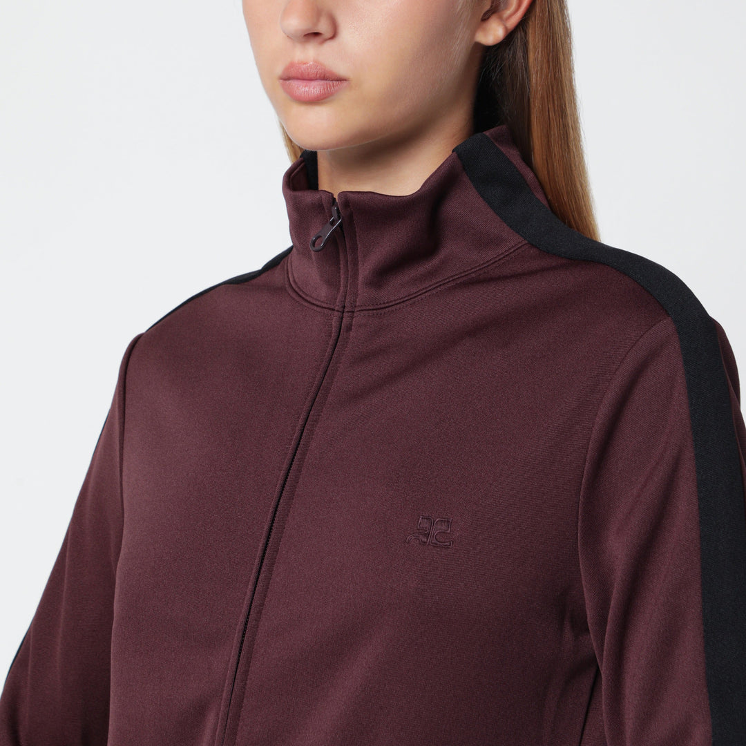 Courrèges Dark Red/Black Two-Tone Zip-Up Sweatshirt