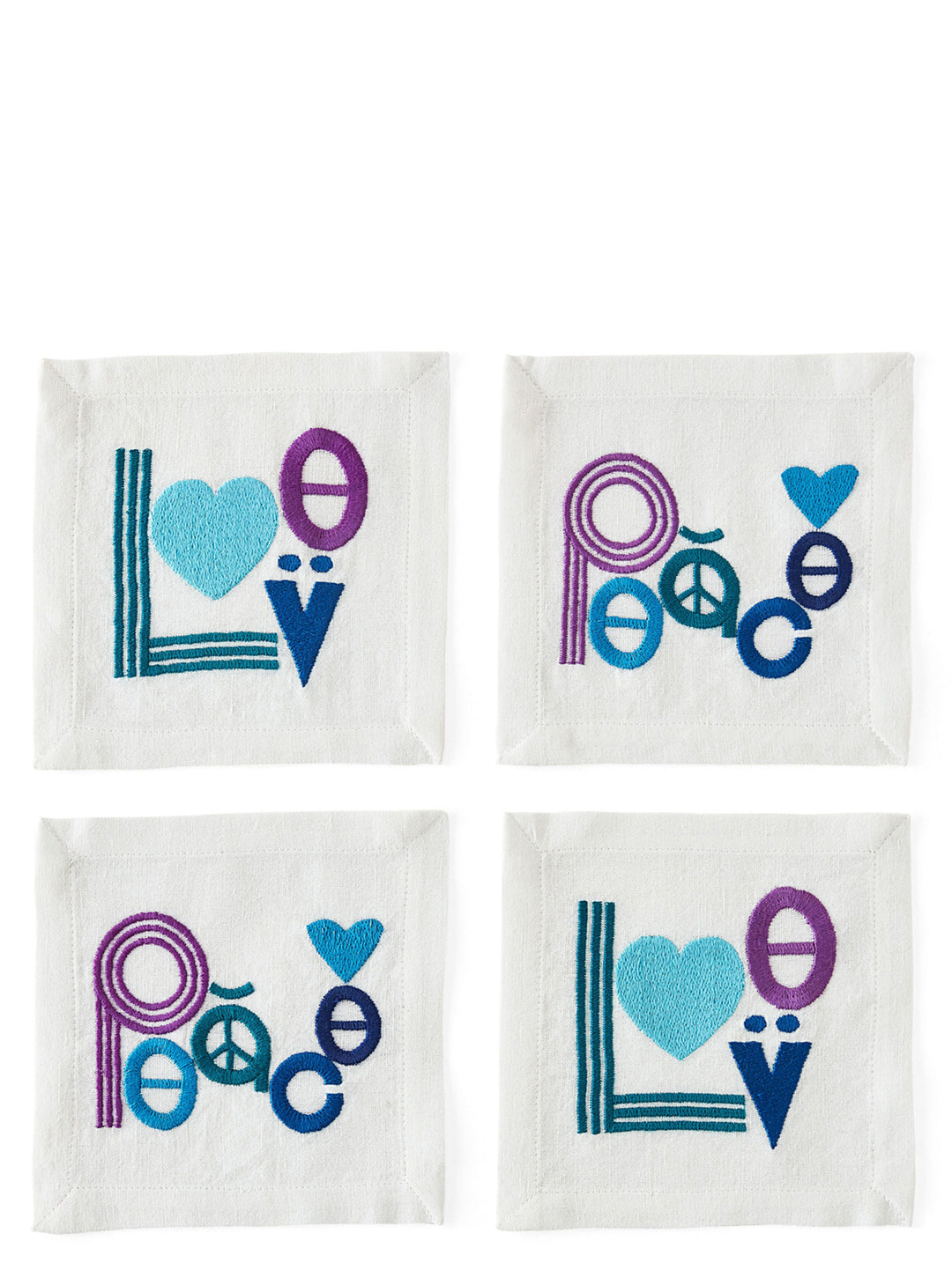 Peace & Love Kitchen Linen White