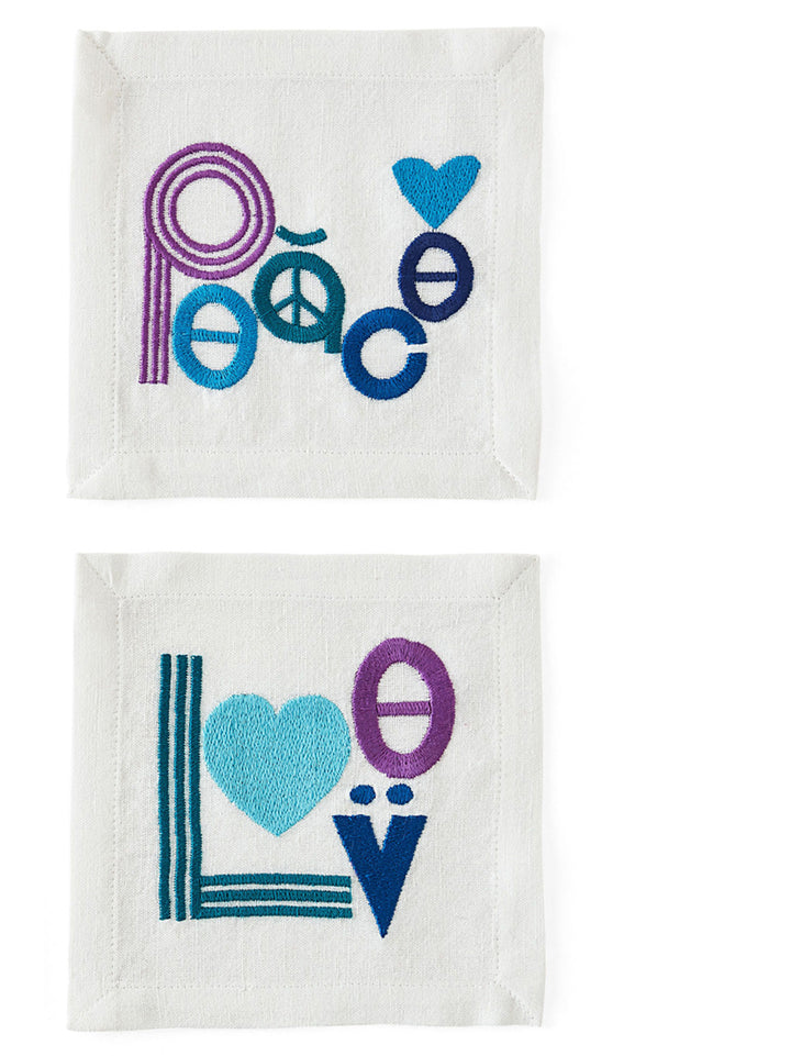 Peace & Love Kitchen Linen White