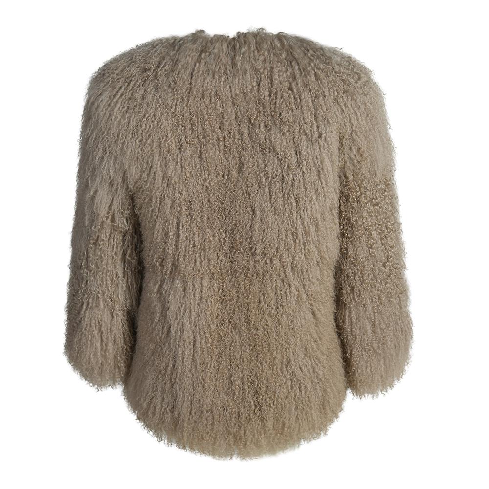 Lovley Beige Coat in Lambskin Fur