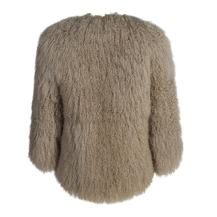 Lovley Beige Coat in Lambskin Fur