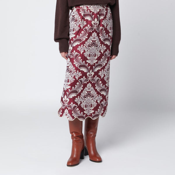 Bordeaux Jacquard Midi Skirt