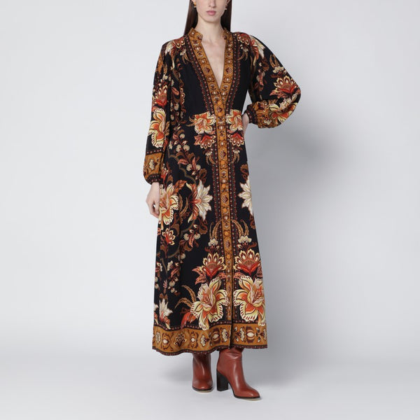 Black “Majestic Garden” Long Dress