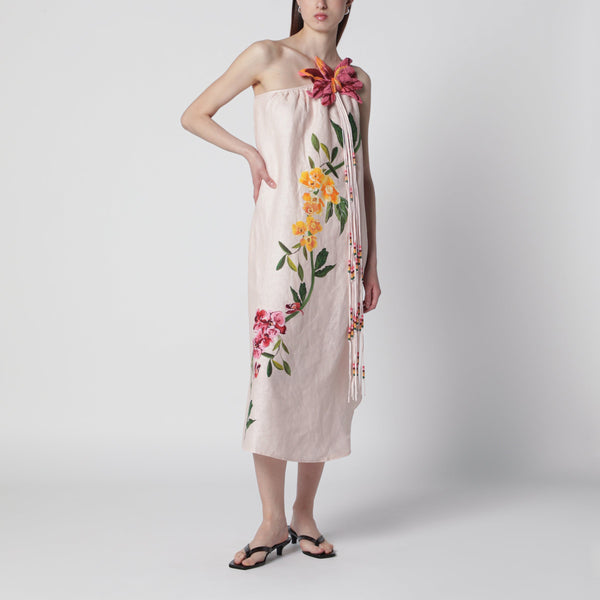 Garden Terrace Floral-Print Linen Maxi Dress
