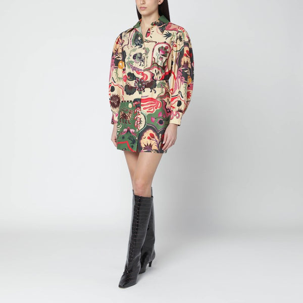 Short Multicolour Dress With Matching Belt