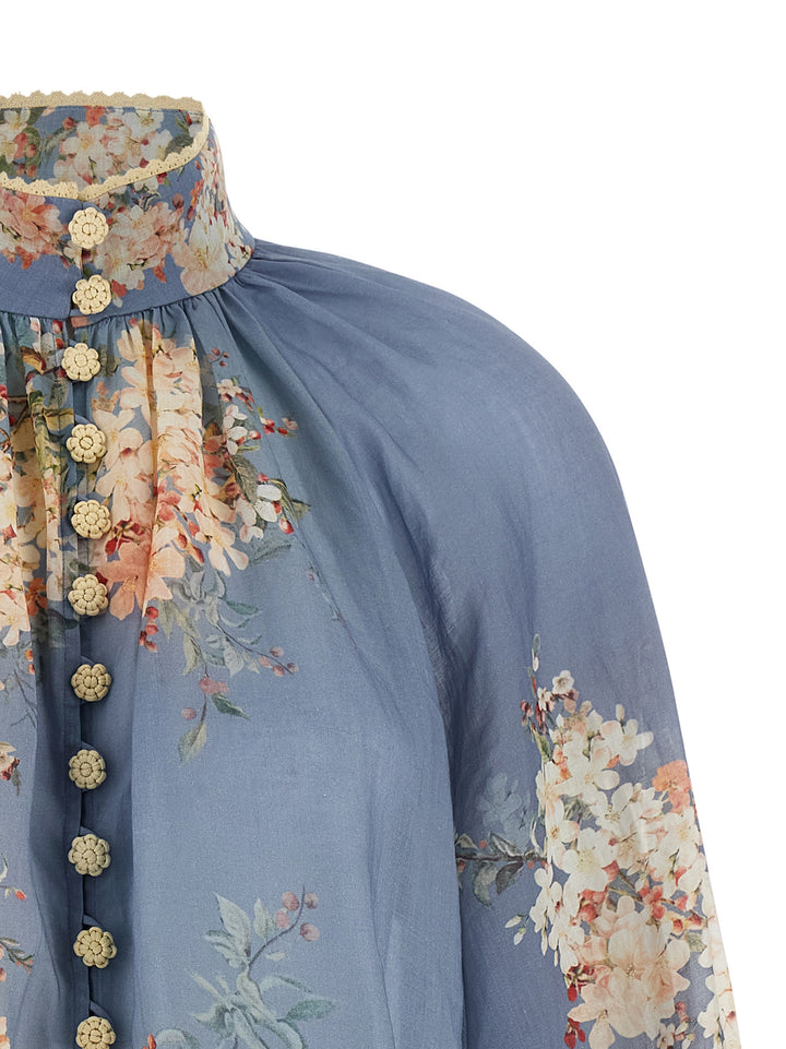 Zimmermann Cascadian Billow Shirt and Blouse - Light Blue | 087e14f4d034f0f364da59ffaee75ccafcd696f8