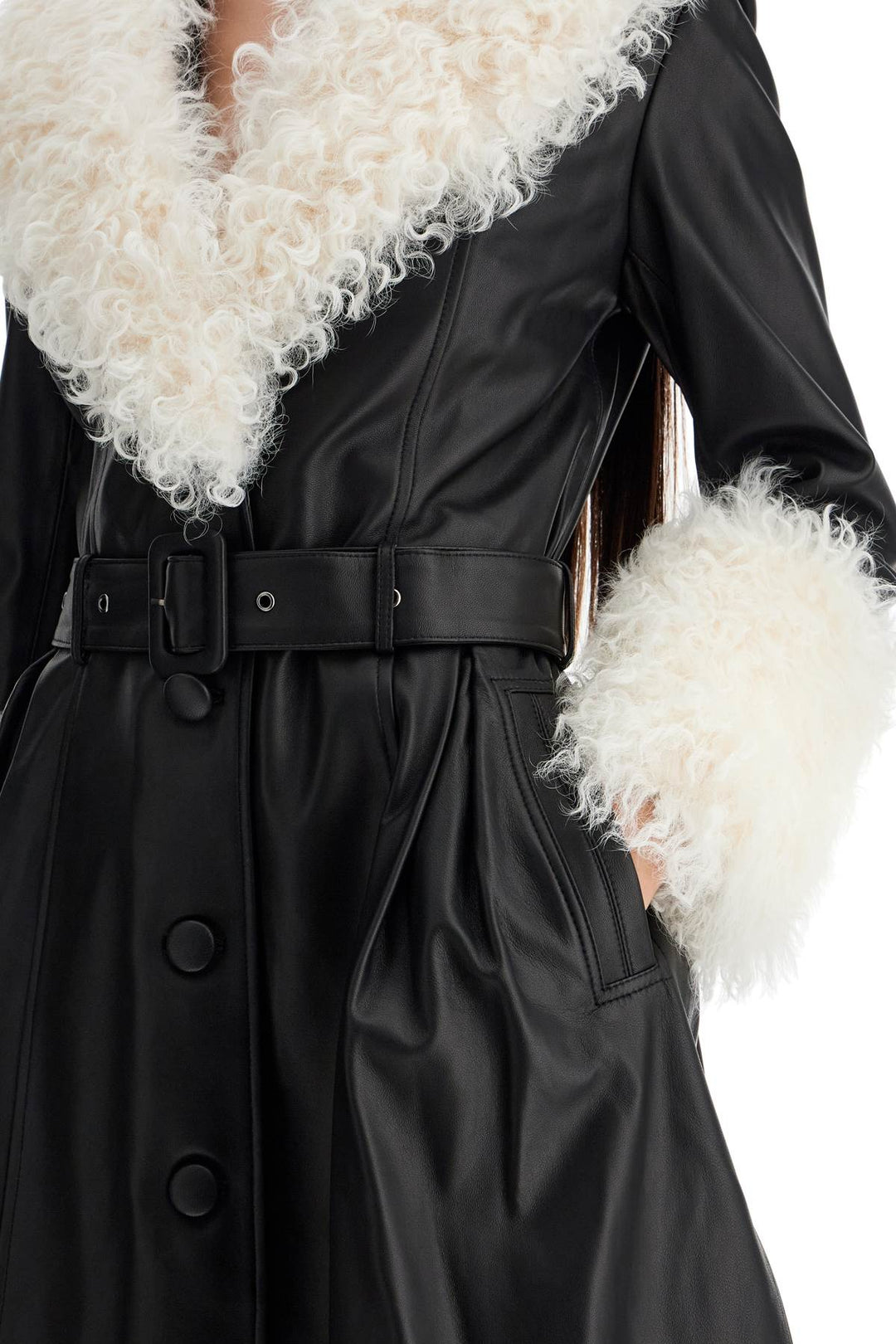 Foxy Leather And Shearling Long Coat