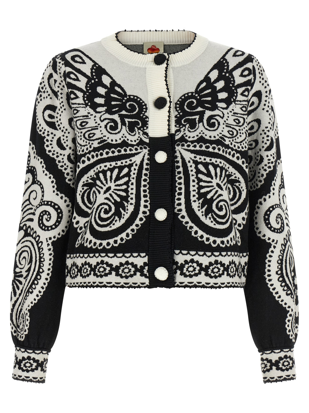 Farm Rio Arabesque Sweaters and Cardigans - White/Black | 4b9d90b6ee12ce939d83f6e031c3f030e161dc32
