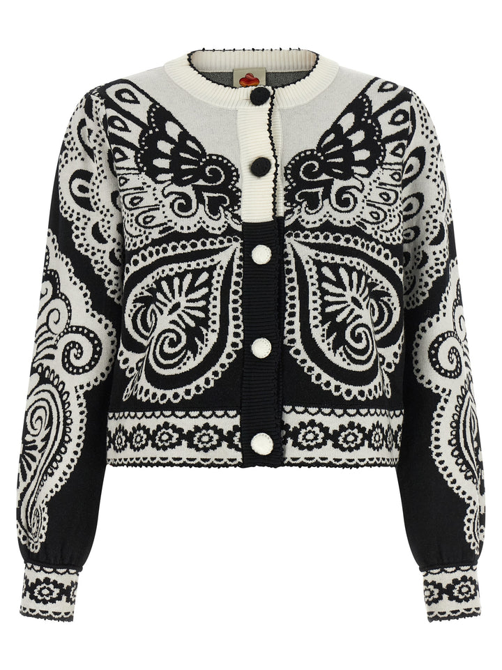 Farm Rio Arabesque Sweaters and Cardigans - White/Black | 4b9d90b6ee12ce939d83f6e031c3f030e161dc32