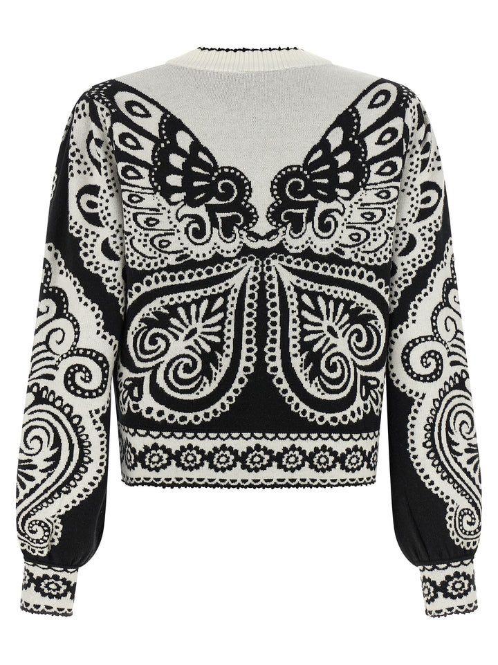 Farm Rio Arabesque Sweaters and Cardigans - White/Black | 63512066fddb63cd205632cbc217442ad95c9a2b