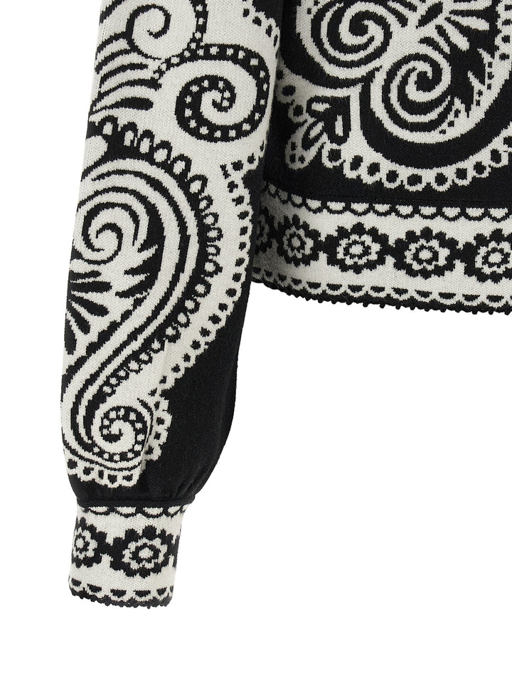 Farm Rio Arabesque Sweaters and Cardigans - White/Black | f513a181330b7f7670aeb5ae59c74aad530db6f3