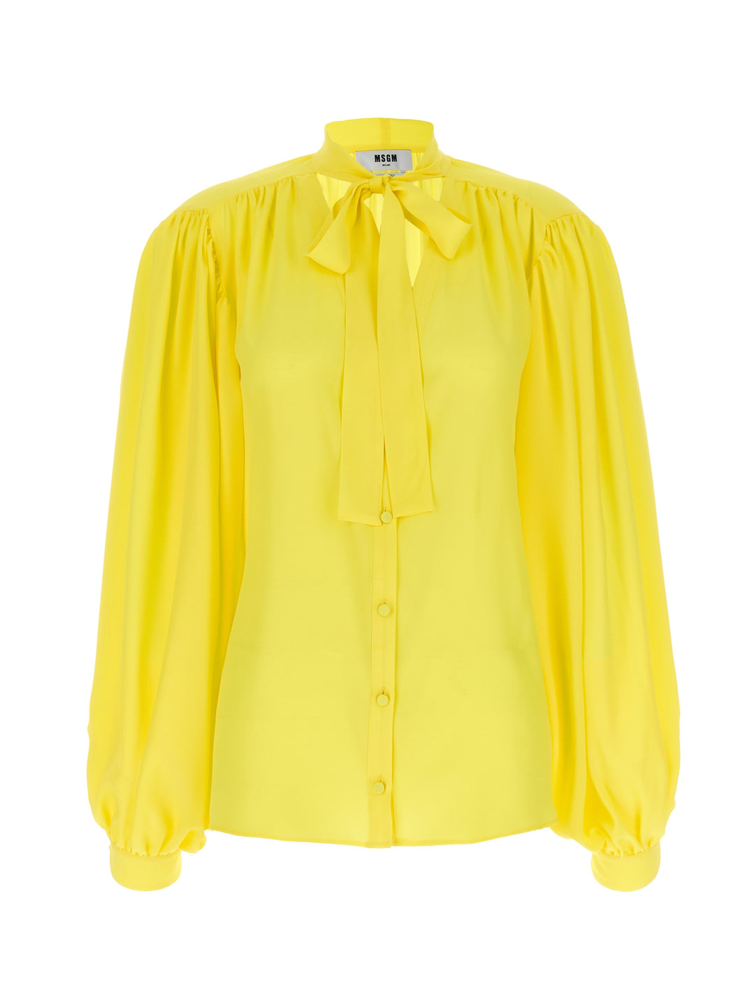 Msgm Bow Shirt Shirt and Blouse - Yellow | ce6b6f19939d9d885085d7e9a020536895ad3c09