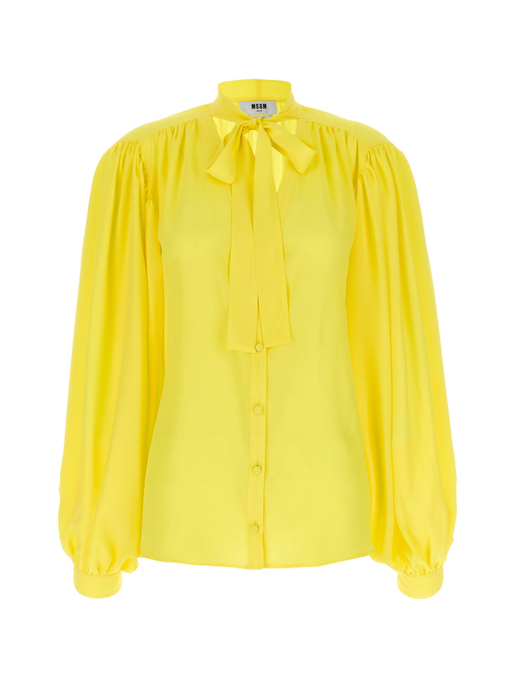 Msgm Bow Shirt Shirt and Blouse - Yellow | ce6b6f19939d9d885085d7e9a020536895ad3c09
