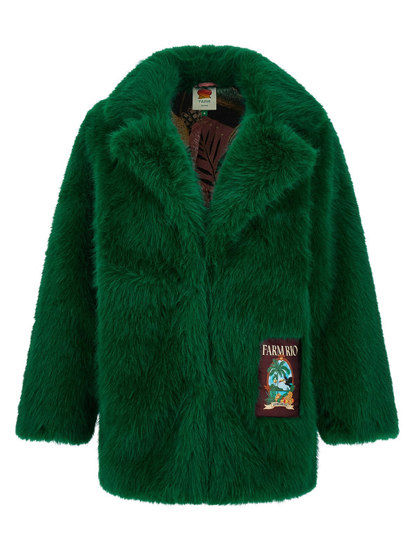 Faux Graphic Patch Fur Green