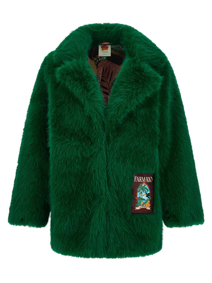 Farm Rio Faux  Graphic Patch Fur - Green | d664e1abd837f1c7d4f730ea4b10bb389113940a