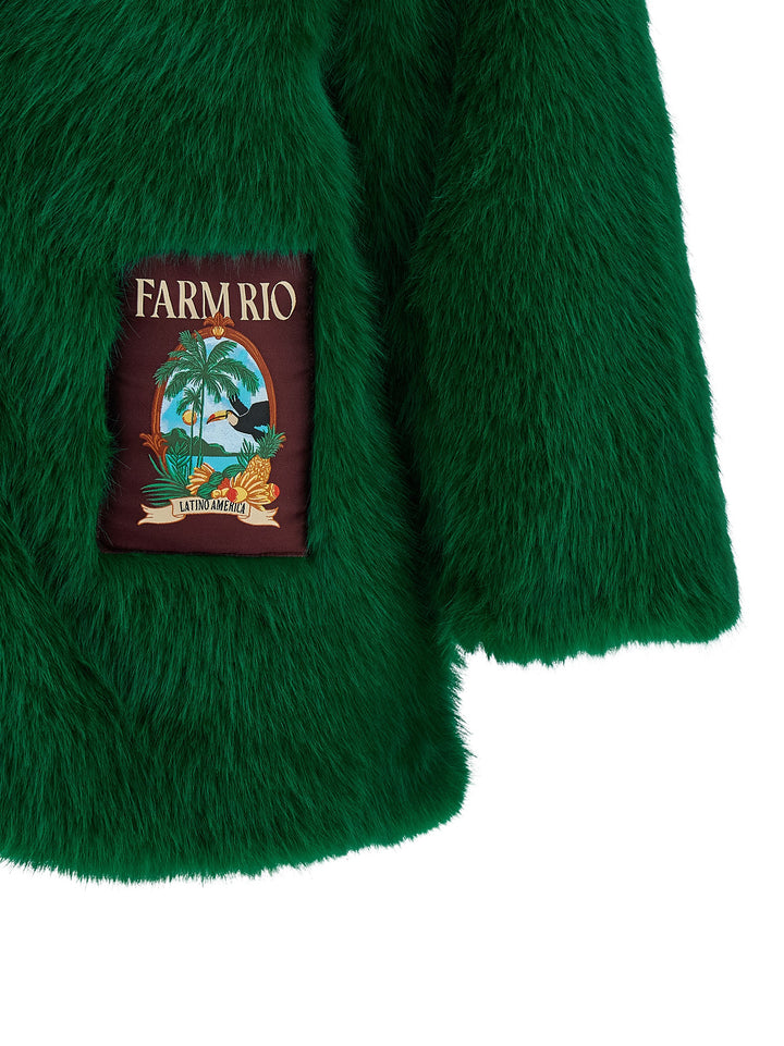 Farm Rio Faux  Graphic Patch Fur - Green | 95bc60468d7ae13d01b6f85986581cdcfbf36848