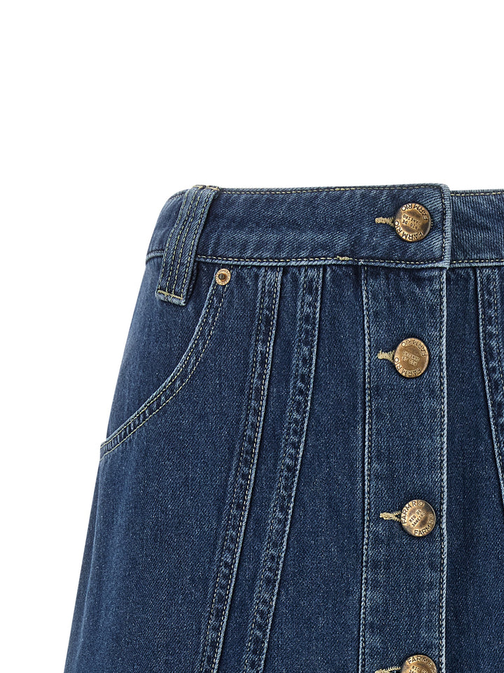 Farm Rio Denim Skirt With Flounces Skirts - Blue | ba8503090f19184fad5c42e15dbe3e8a4fa19e14