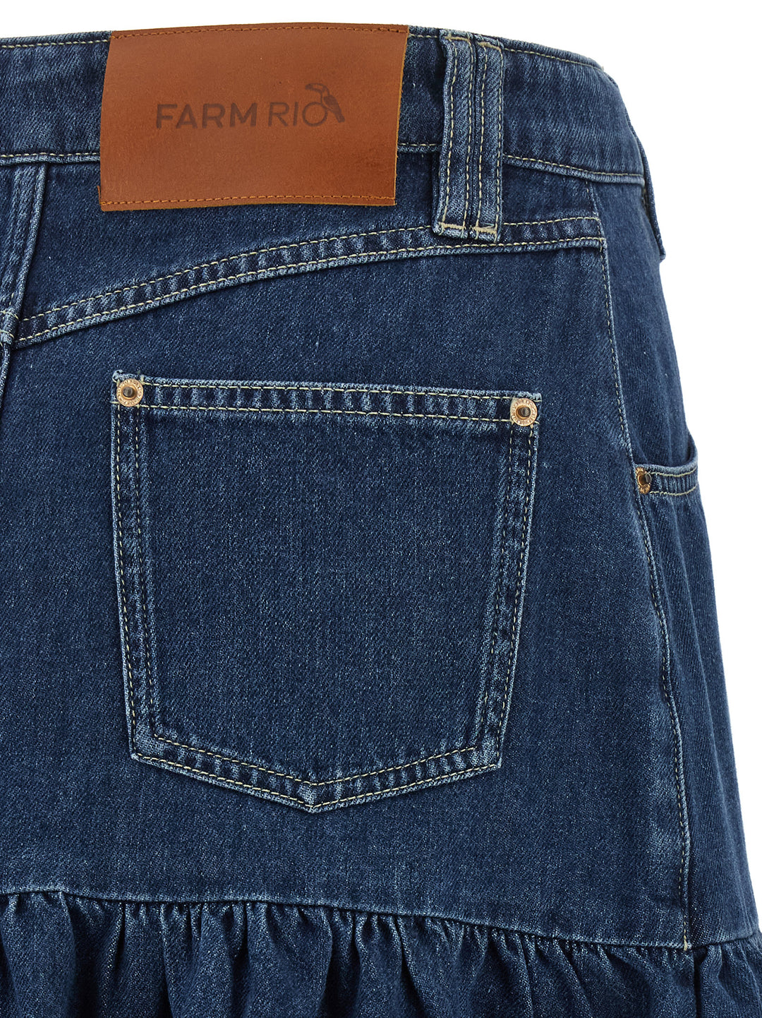 Farm Rio Denim Skirt With Flounces Skirts - Blue | b96094213cbf57e951bc527d1a261cb4af75ab80