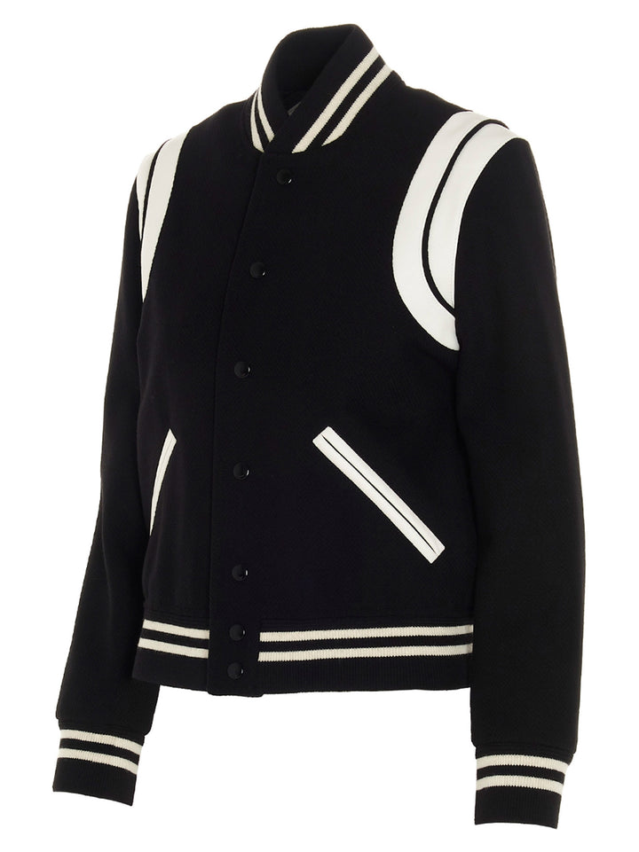 Saint Laurent Teddy Casual Jackets, Parka White/Black