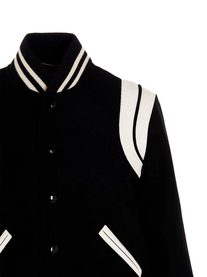 Saint Laurent Teddy Casual Jackets, Parka White/Black