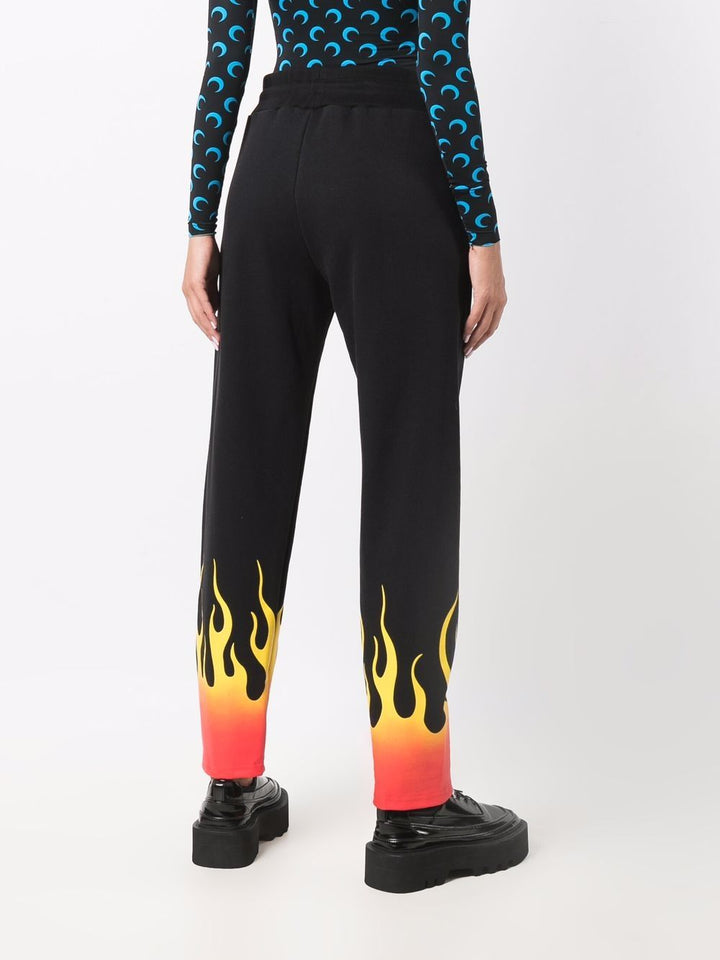 Black pants with red shaded flames