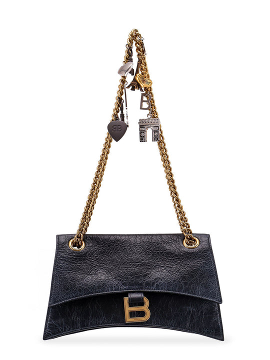 Leather Shoulder Bag With Dirty Effect And Iconic Metal Logo