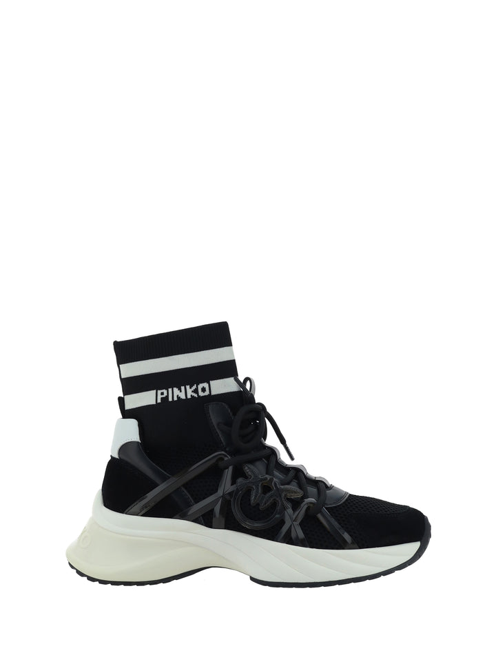 ARIEL 05 - MID SNEAKER KNIT/LEATHER BLAC