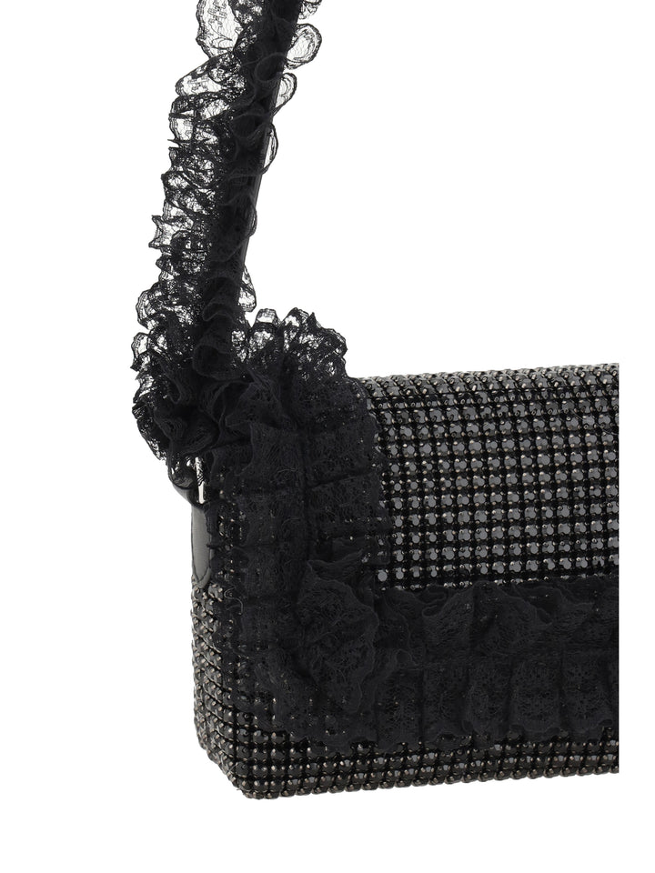 BLACK CRYSTAL LACE DETAIL BAG