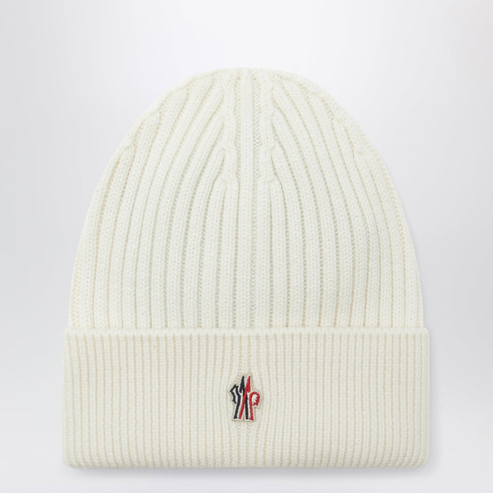 Moncler Grenoble Ivory White Wool Beanie