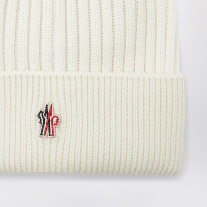 Moncler Grenoble Ivory White Wool Beanie